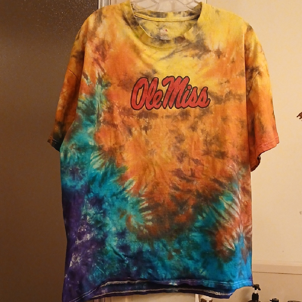 Tie-Dye Ole Miss T-Shirt W Coca Cola Ad‎ On Back/rebel Fans. XL